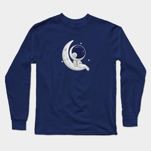 Astronaut and moon Long Sleeve T-Shirt by Linescratches